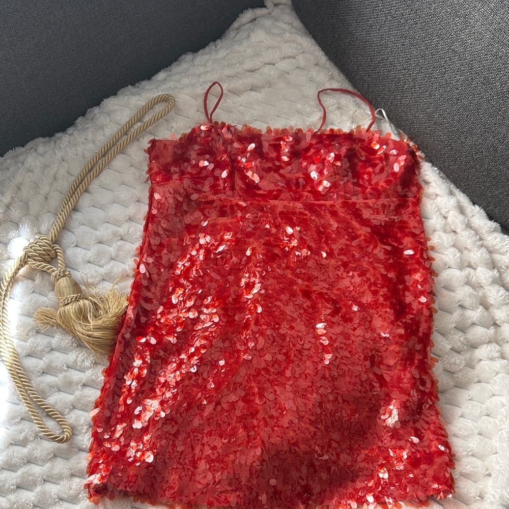 Zara Red Sequin Mini Dress